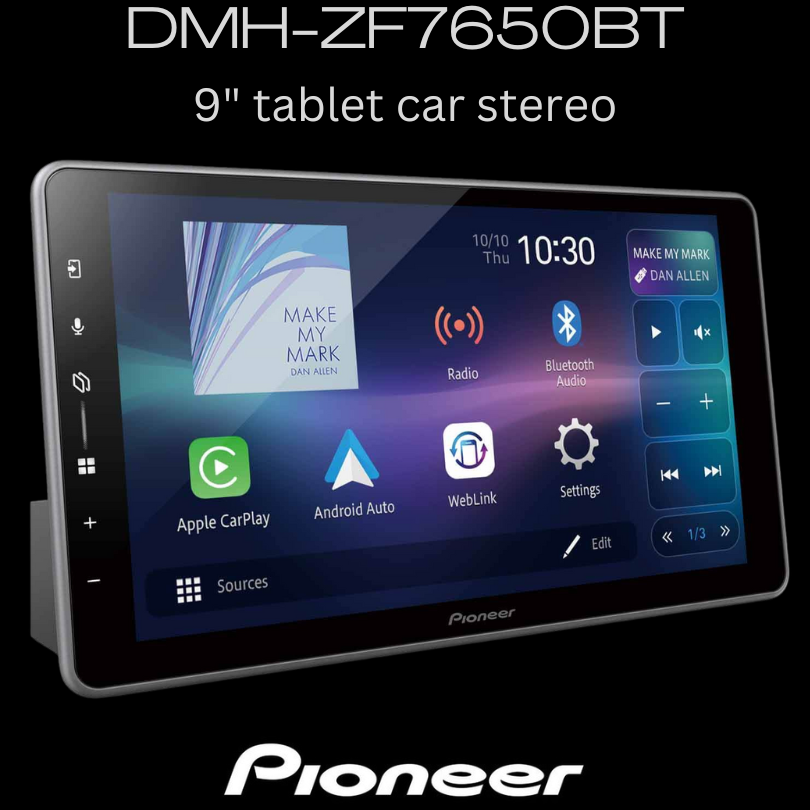 Pioneer DMH-ZF7650BT 9" CarPlay + AndroidAuto stereo